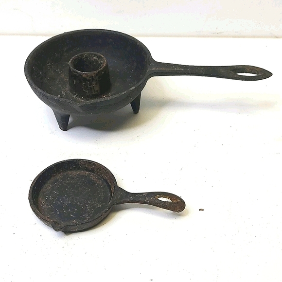 Antique 3 Legged mini Cast Iron SKILLET, & sm skil